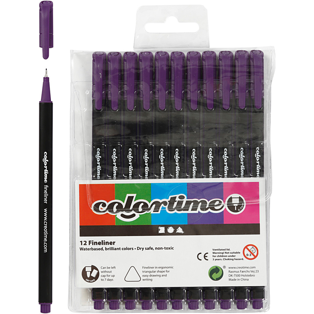 Fineliner Tusch – Colortime – lilla – 0,7 mm – 12 stk
