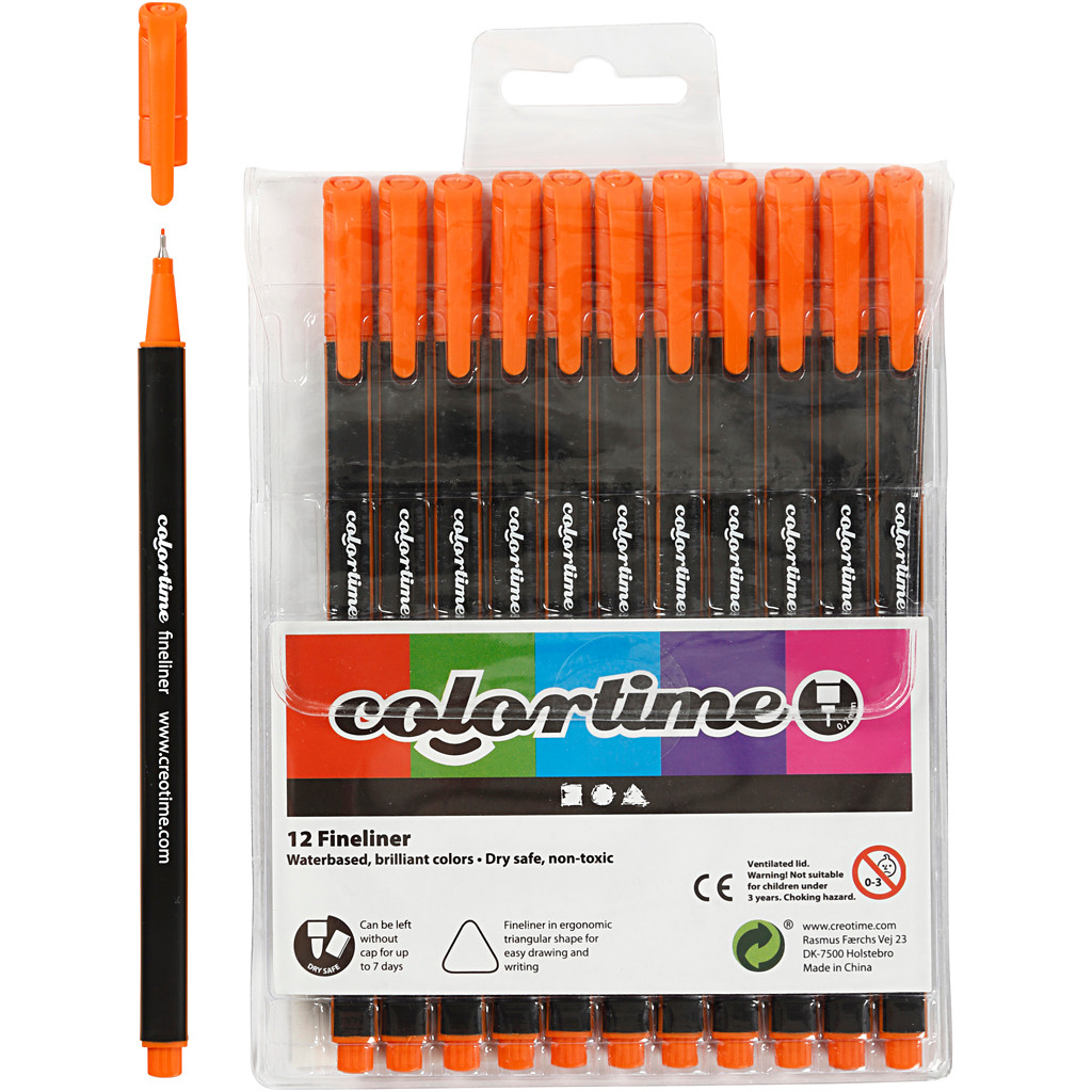 Fineliners Colortime, stregtykkelse: 0,7 mm, orange, 12stk.