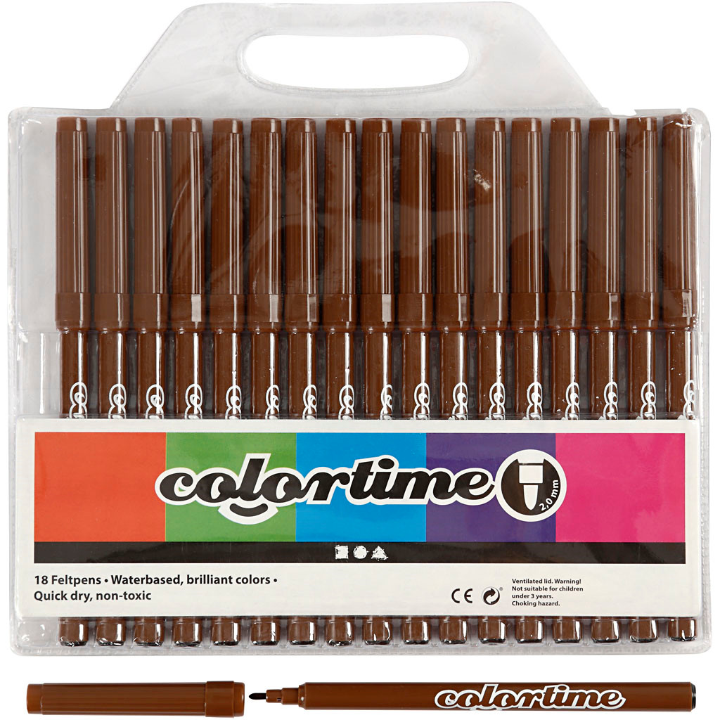 Tusch Colortime 2 mm brun 18stk