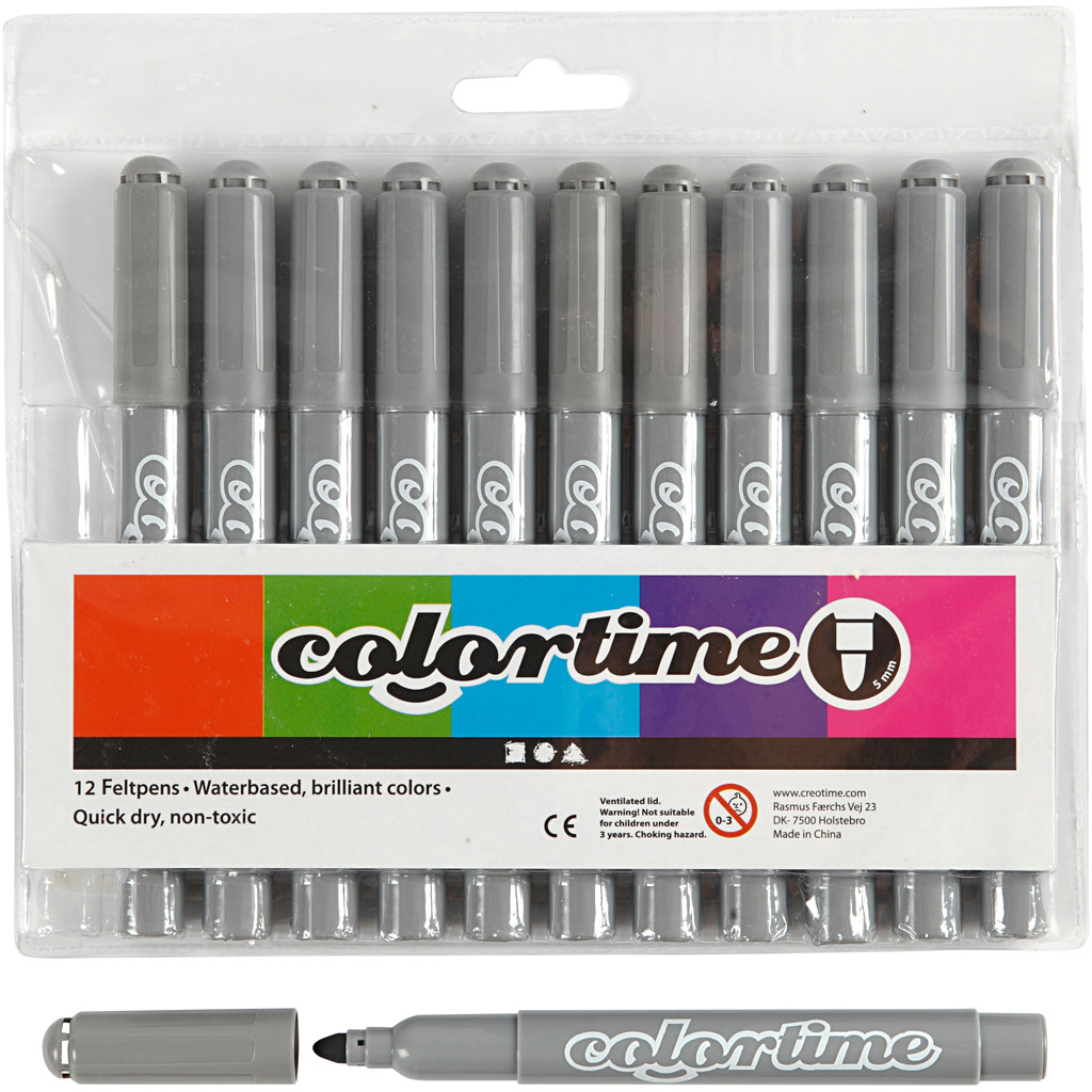 Tusser grå 5 mm Colortime - 12 stk.