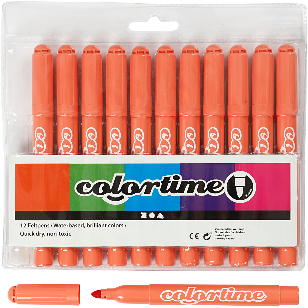 Colortime Tusch, stregtykkelse: 5 mm, mandarin, 12stk.