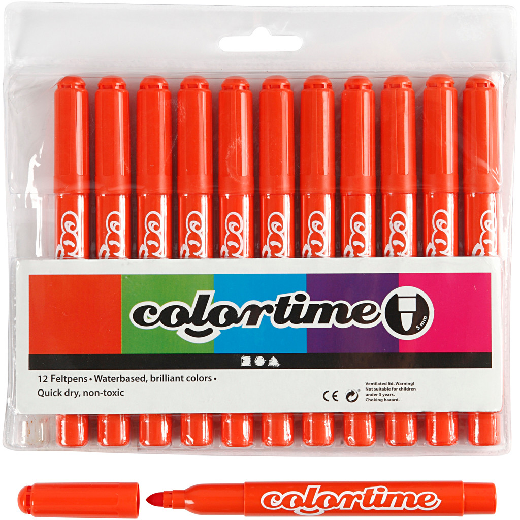 Colortime Tusch, stregtykkelse: 5 mm, mørk orange, 12stk.