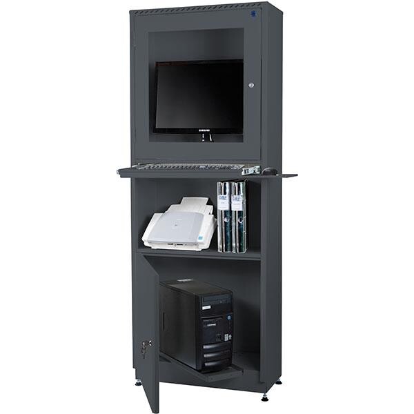 Computerskab - Ergo IT - 1673x642x295 mm - Mørk grå - Låsbart med udtræk