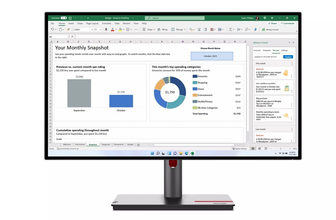 Computerskærm, Lenovo 27'' LENOVO ThinkVision P27h-30 Monitor, Black