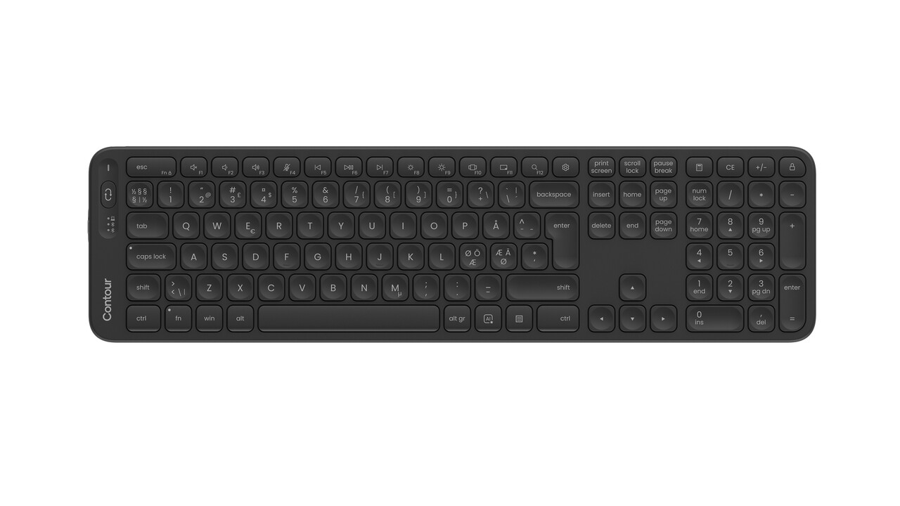 Trådløs tastatur, Contour, Balance, Full-Size, Sort