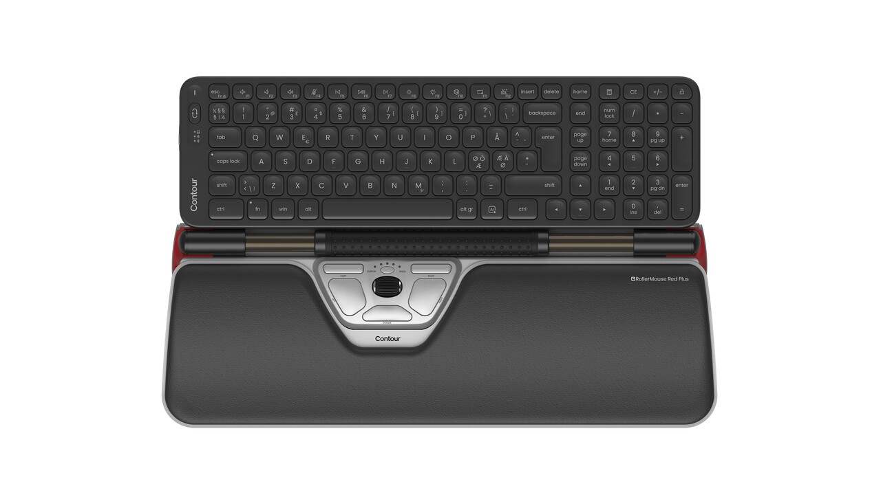 Tastatur og Rollermouse, Contour, RollerMouse Red Plus + Balance MidSize Keyboard Wireless, sort