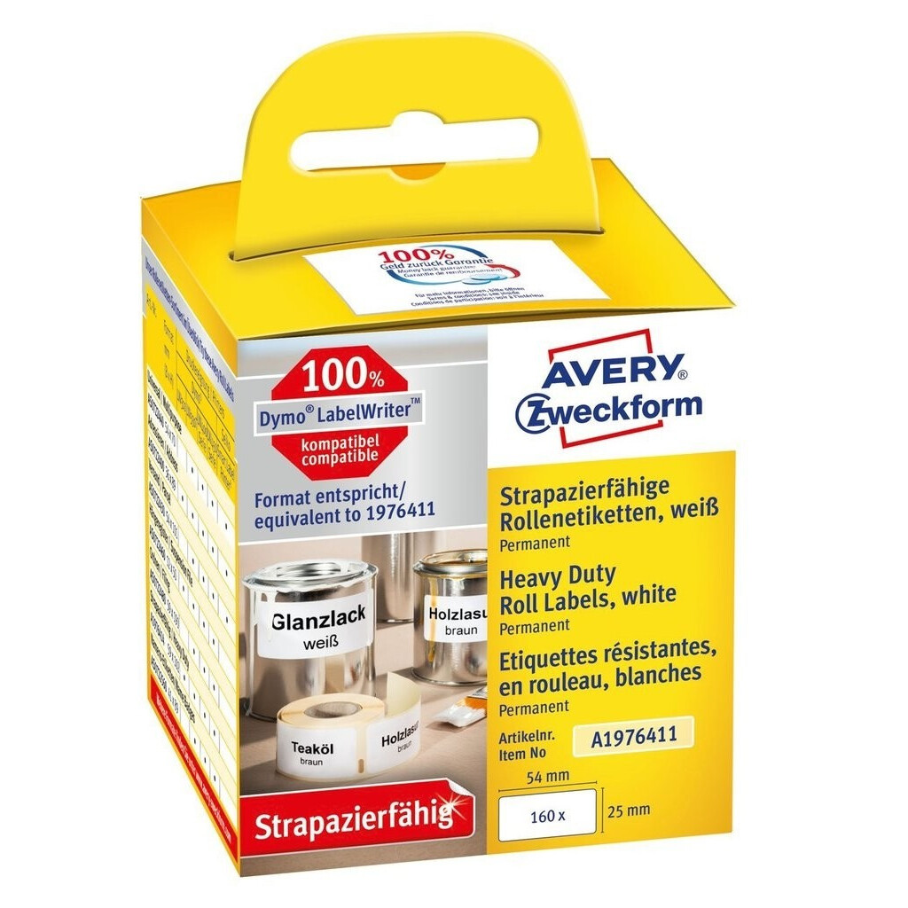2 stk. Etiket Avery holdbar printer 25x54mm 160stk polyester * RESTSALG *