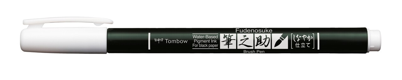 Tombow Fudenosuke Marker soft pastel hvid - 16 stk * RESTSALG *