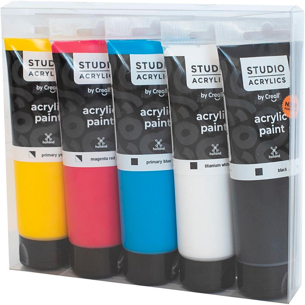 Akrylmaling Creall Studio ass. farver 5x120 ml