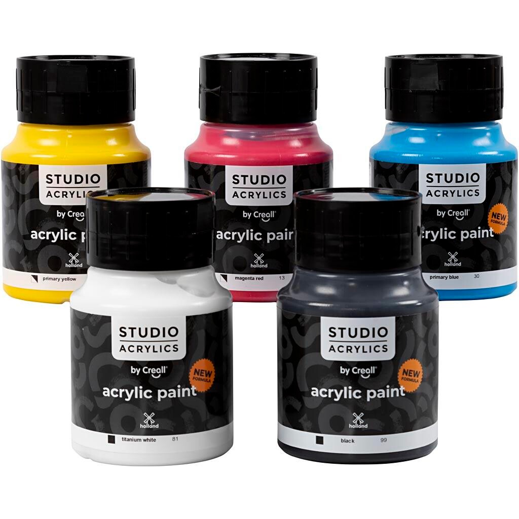 Akrylmaling Creall Studio ass. farver 5x500 ml