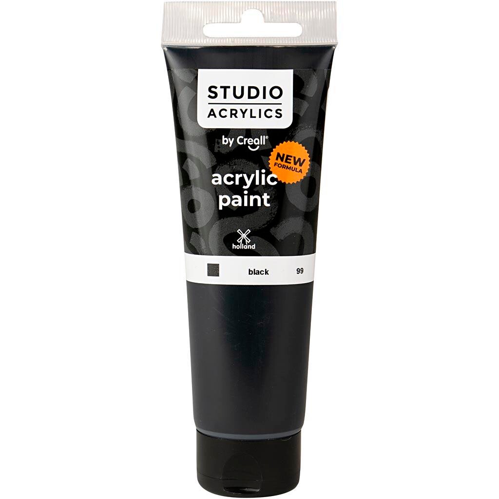Akrylmaling Creall Studio dækkende sort (99) 120 ml