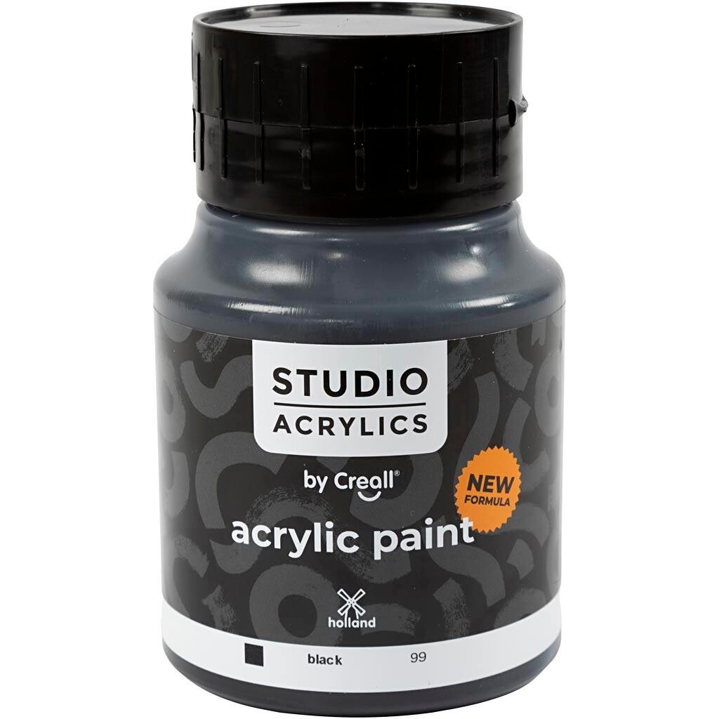 Akrylmaling Creall Studio dækkende Sort (99) 500 ml