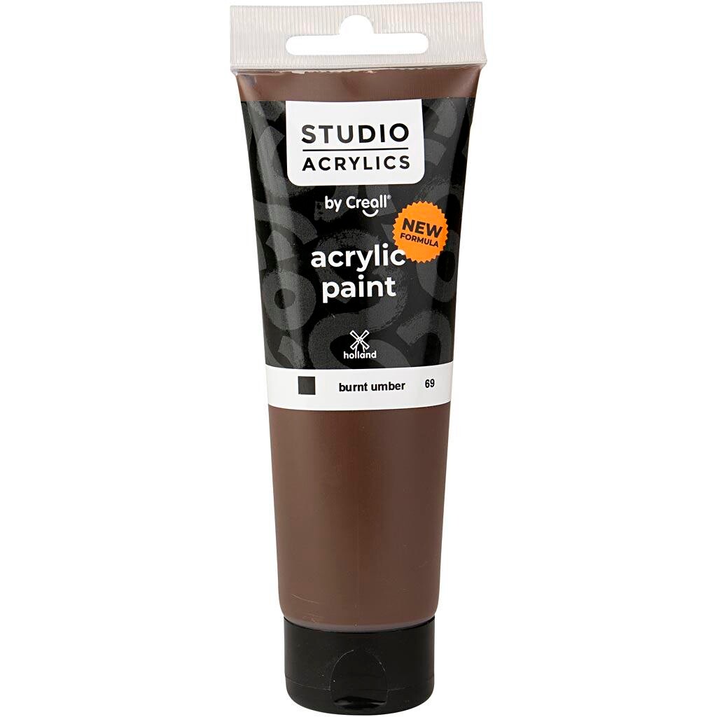 Akrylmaling Creall Studio dækkende burnt umber (69) 120 ml
