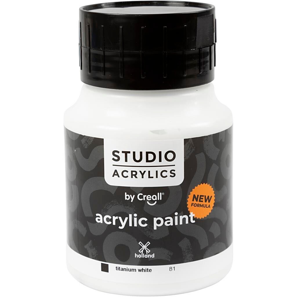 Akrylmaling Creall Studio dækkende white (81) 500 ml