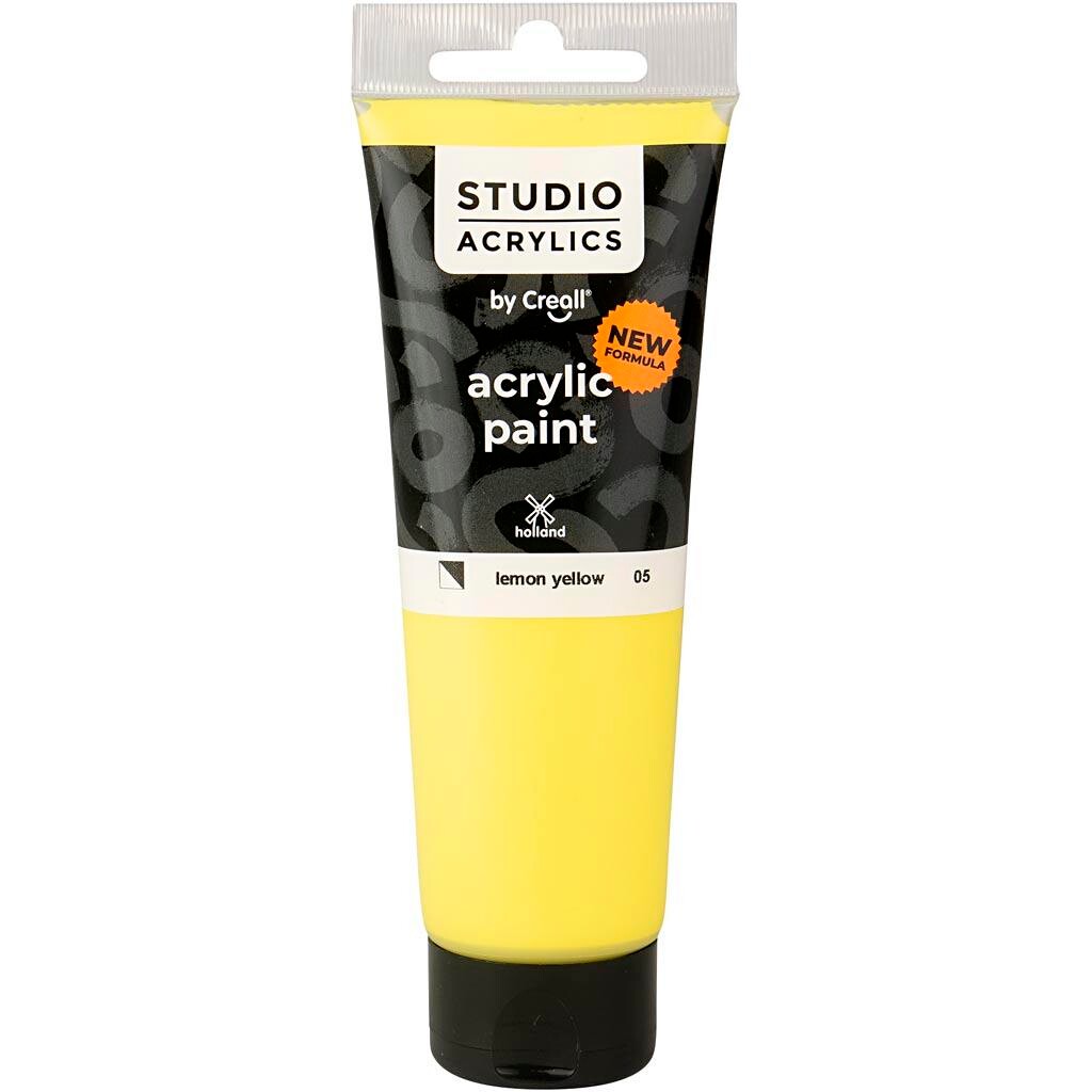 Akrylmaling Creall Studio halvdækkende lemon yellow (05) 120 ml