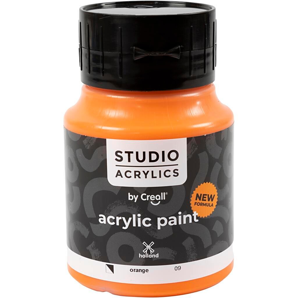 Akrylmaling Creall Studio halvdækkende orange (09) 500 ml