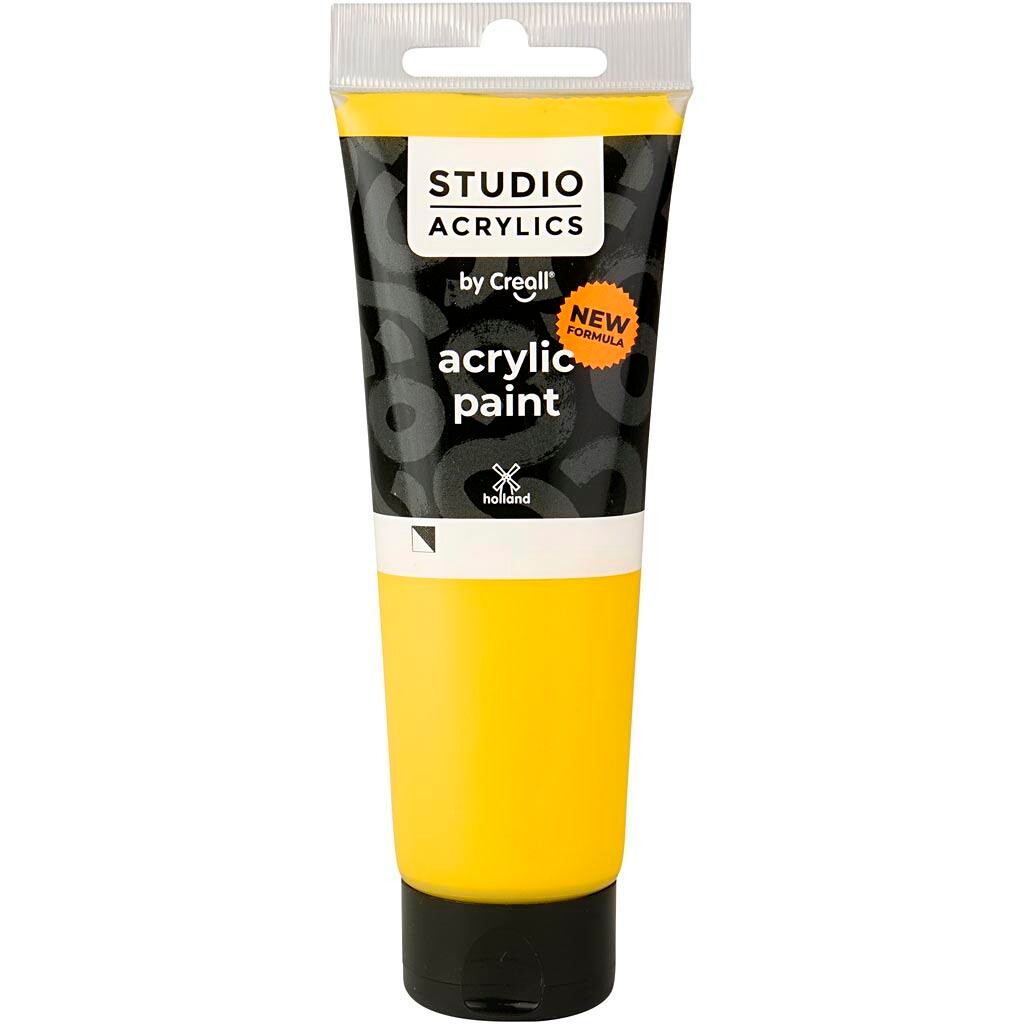 Akrylmaling Creall Studio halvdækkende primary yellow (06) 120 ml