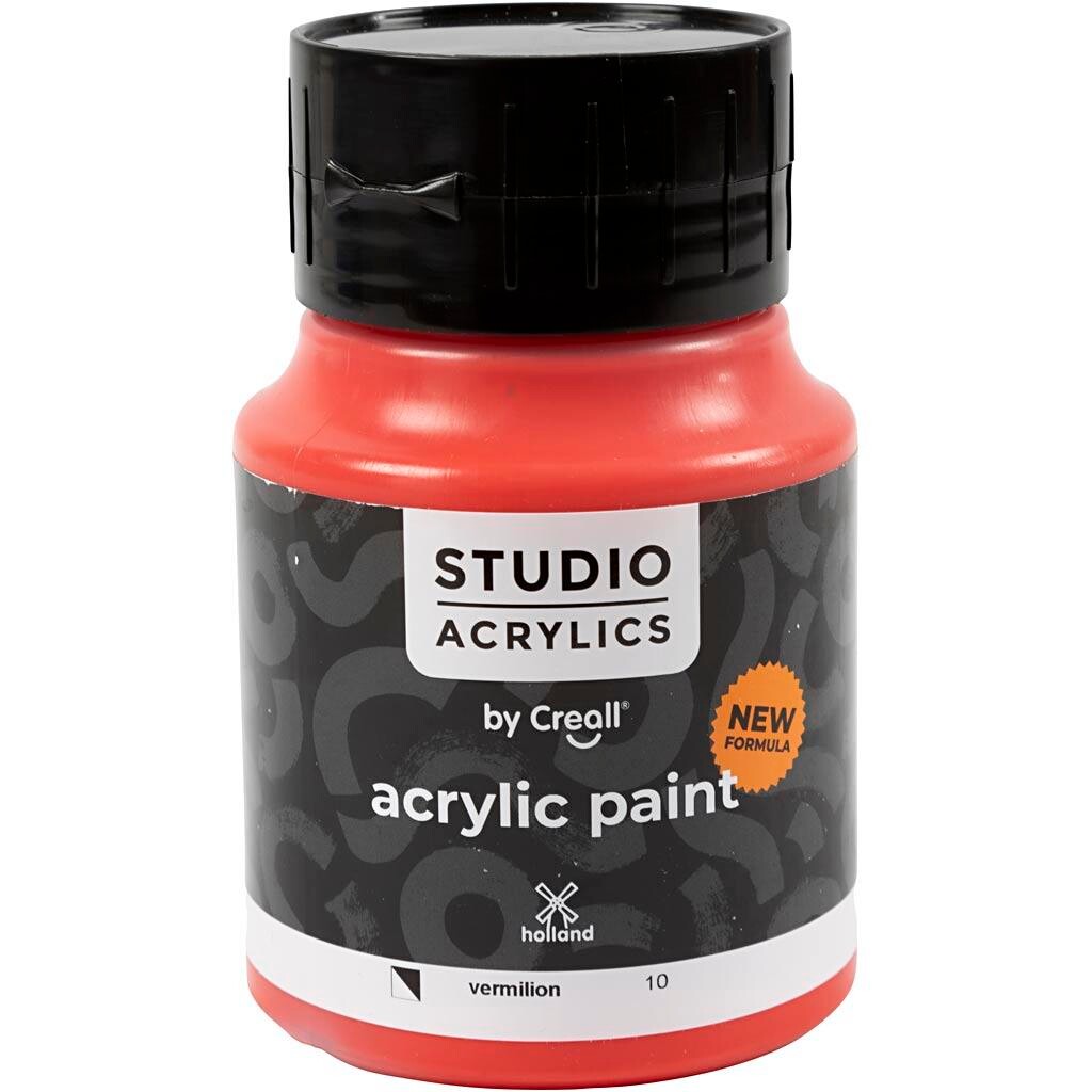 Akrylmaling Creall Studio halvdækkende vermillion (10) 500 ml