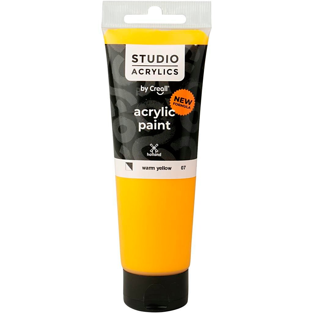 Akrylmaling Creall Studio halvdækkende warm yellow (07) 120 ml
