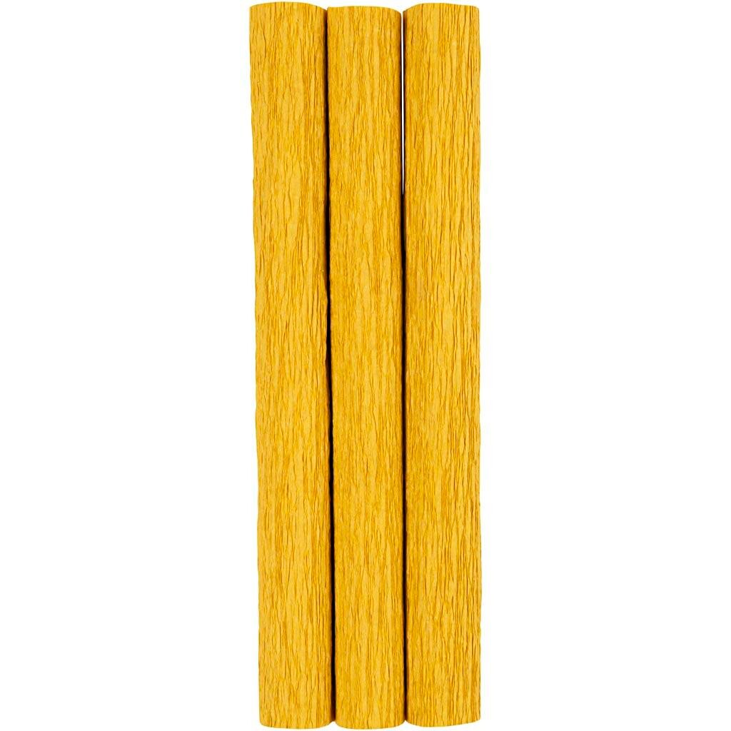Crepepapir 25x60 cm Stræk crepe: 180% 105 g karry 3 ark pr pakke