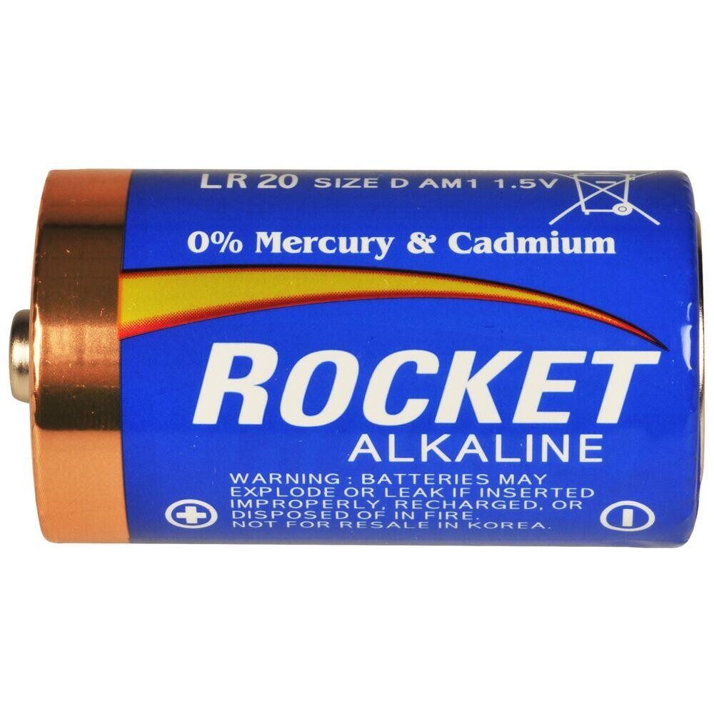 D Batteri Rocket Alkaline LR20 1,5 volt - 2 stk