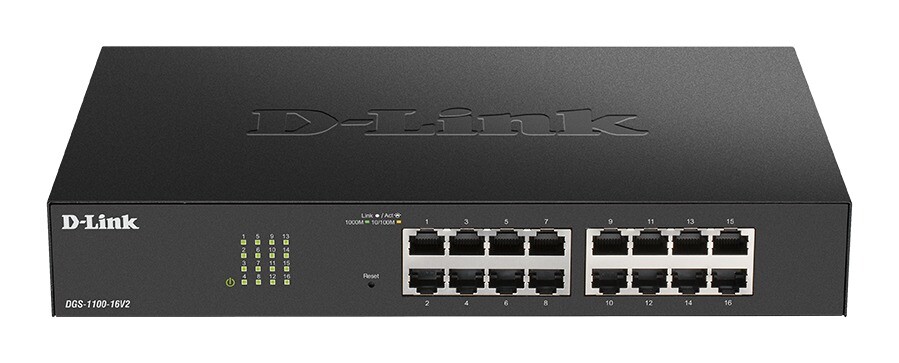 Switch - D-Link - 16-Port Gigabit - Smart Managed Switch - Sort