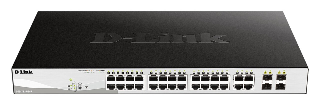 Switch - D-Link - 24 PoE 10/100/1000 Base-T port - 4 x 1000Base-T /S - Sort