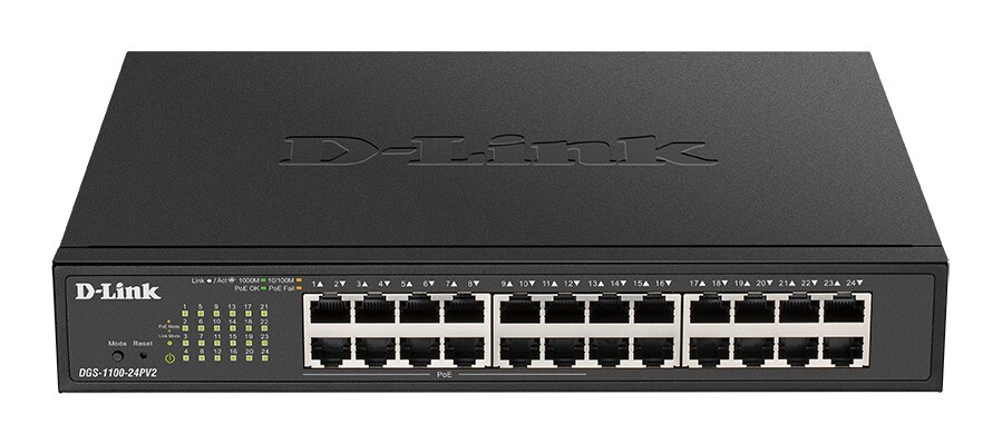 Switch - D-Link - 24-Port PoE Gigabit - Smart Managed Switch - Sort