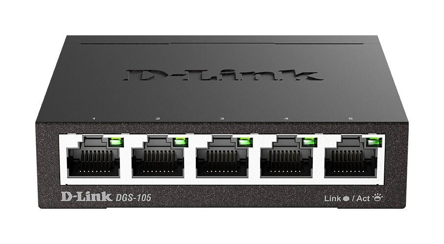 Switch - D-Link - 5-port 10/100/1000 Gigabit Metal Housing Desktop Switch - Sort