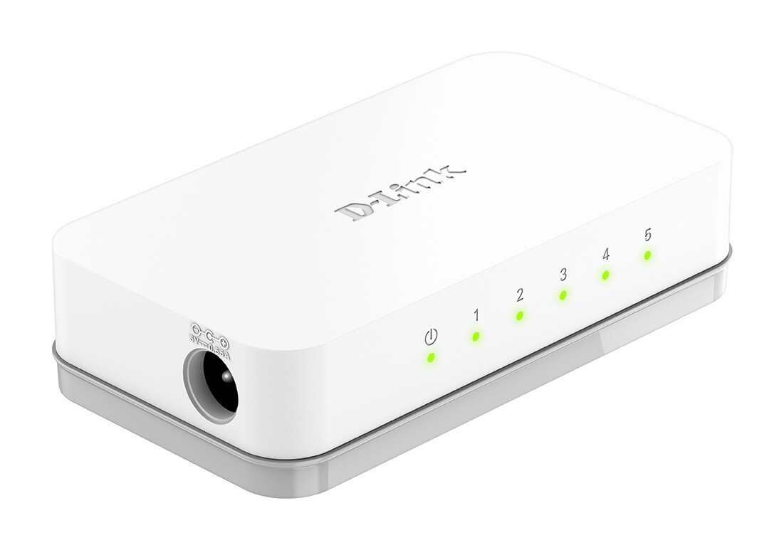 Switch - D-Link - 5-Port Gigabit Easy Desktop Switch - Hvid