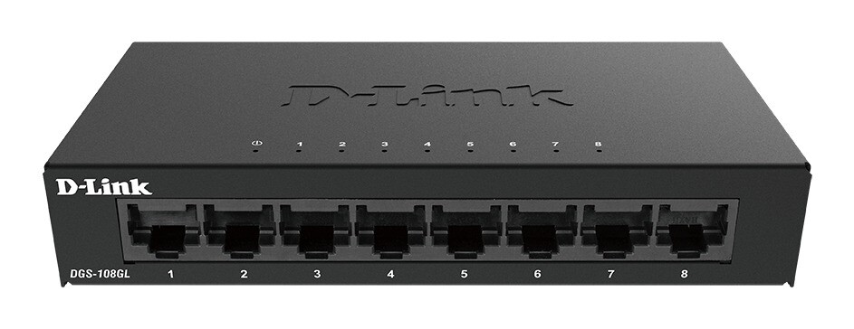 D-LINK 8-Port Gigabit Ethernet Metal Housing Unmanaged Light