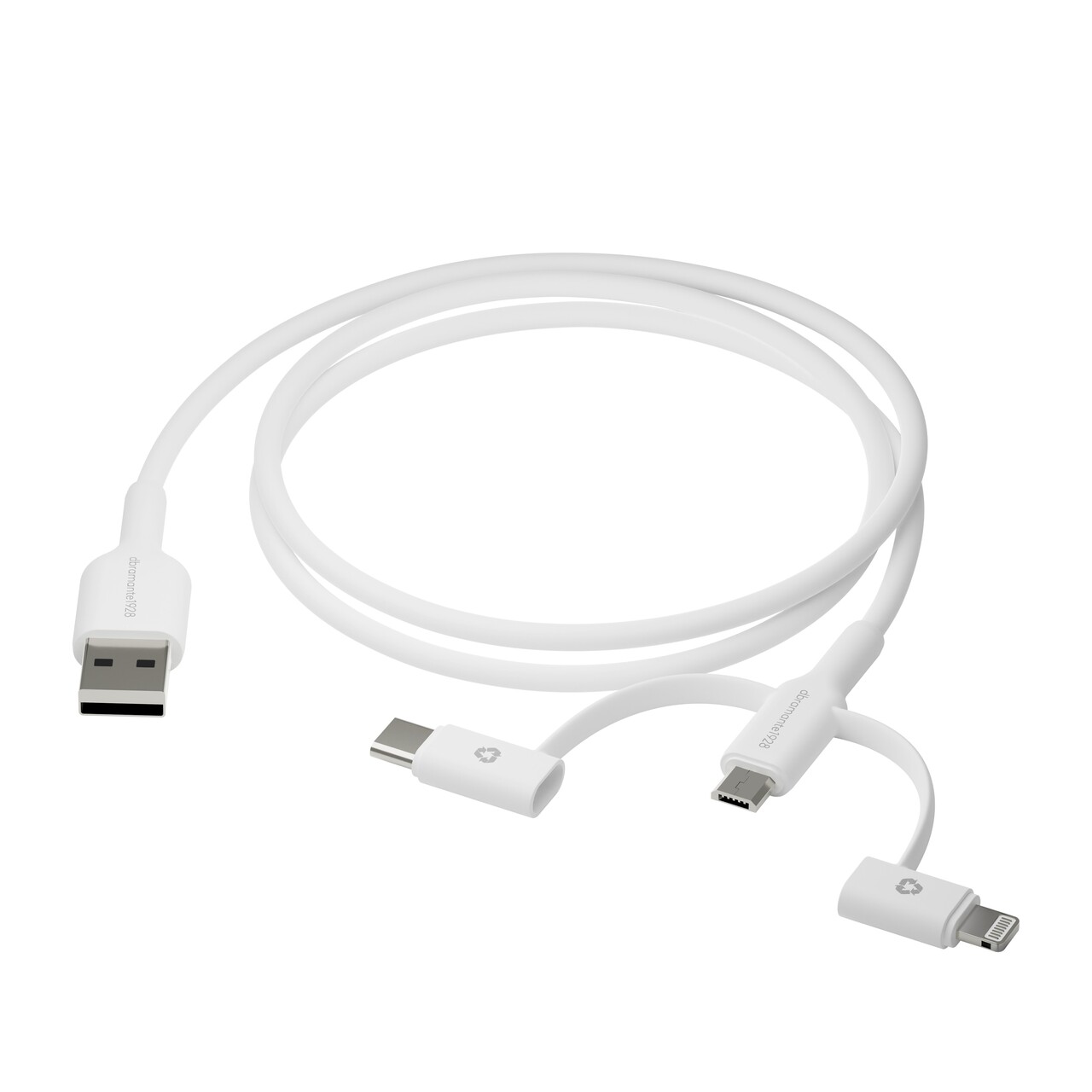 Dbramante1928 Re-charge - 3in1 Cable–USB A to USB-A,C & Lightn-W, hvid
