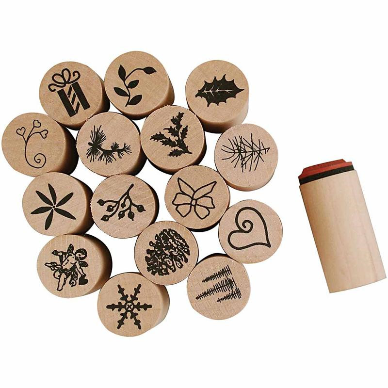 Deco Art stempelsæt diameter 20 mm højde 26 mm jul | 15 assorteret stk
