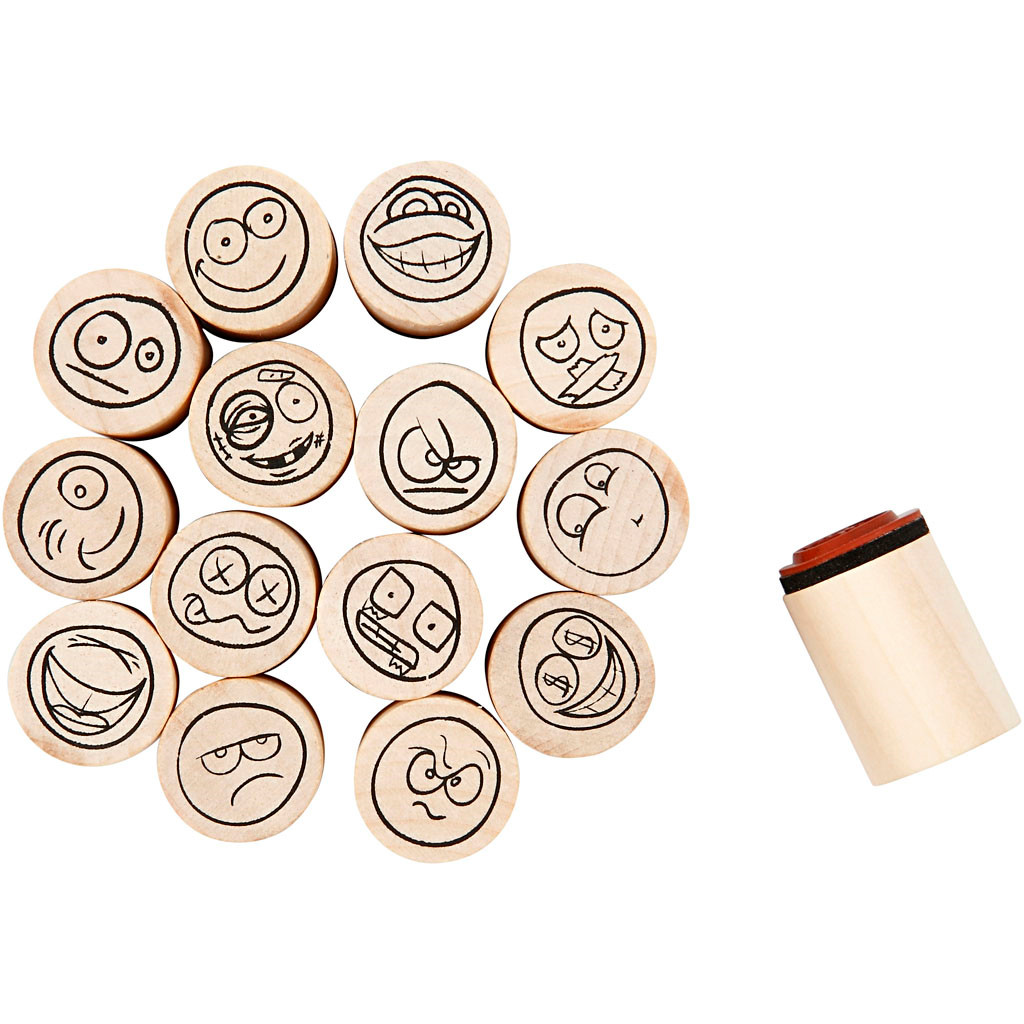 Stempelsæt - Deco Art - 20 mm - 26 mm - smiley - 15 stk