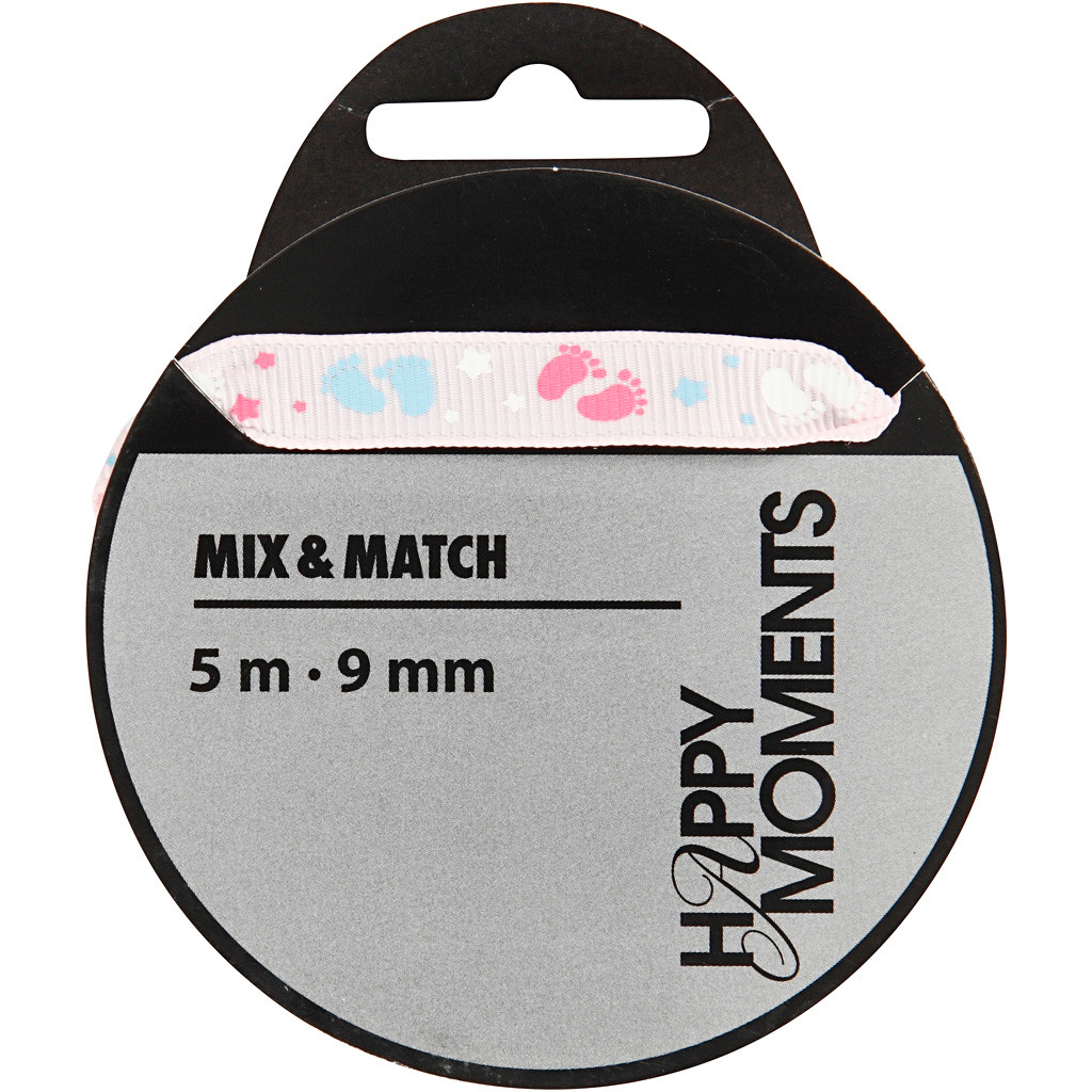 Dekorationsbånd 9mm x 5m - Rosa