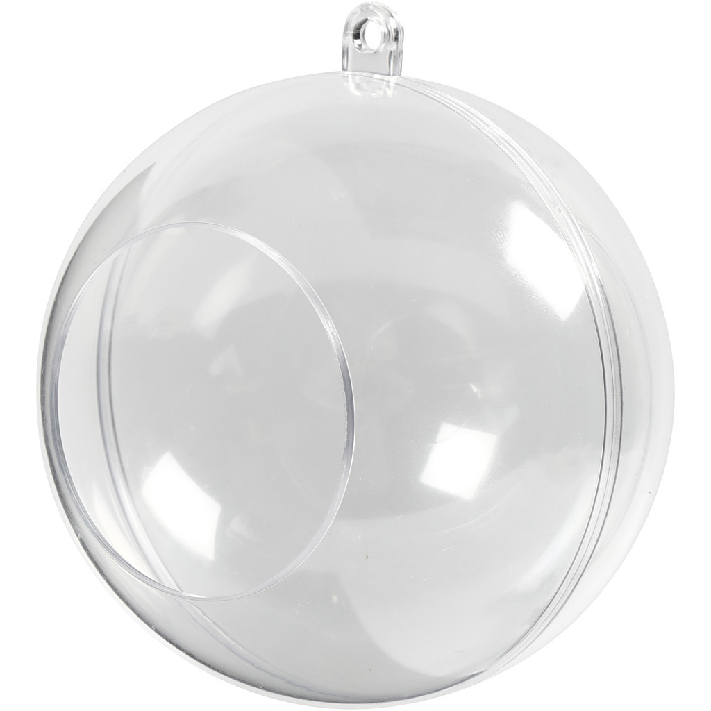 Dekorationskugle med hul, diam. 8 cm, transparent, 5stk.