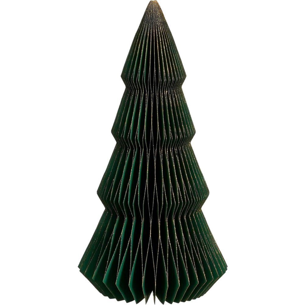 Dekorationstræ 30cm - Grøn juletræ med glimmer - 6 stk