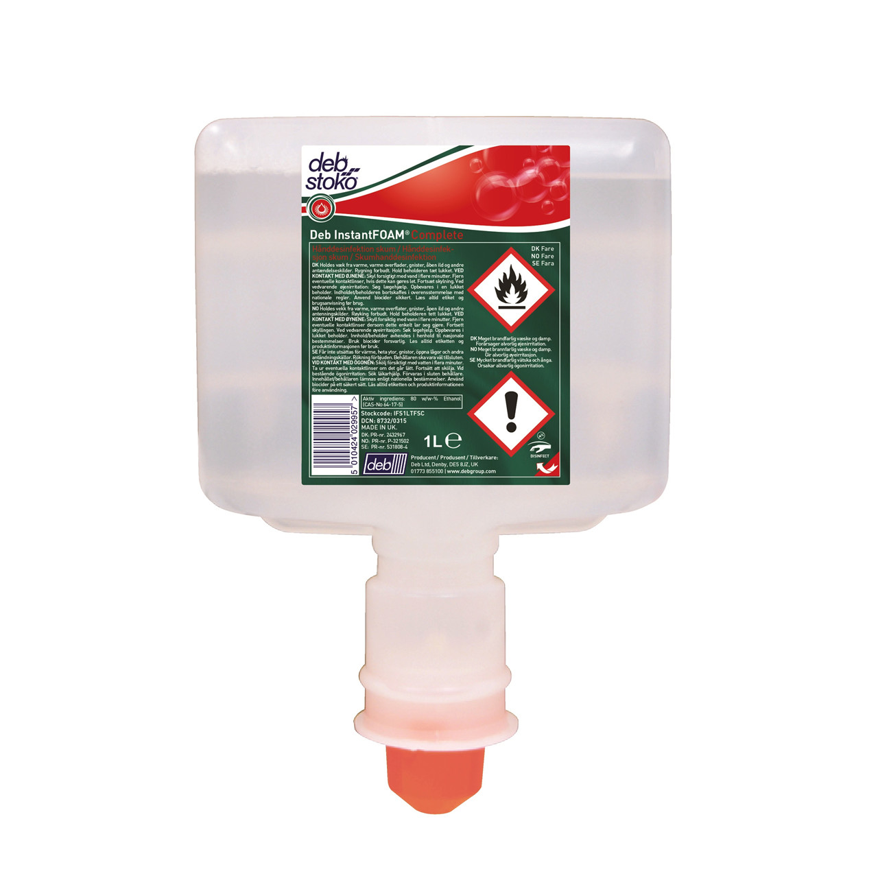 Skumdesinfektion - Deb Stoko InstantFOAM - 1 L refill - Uden parfume