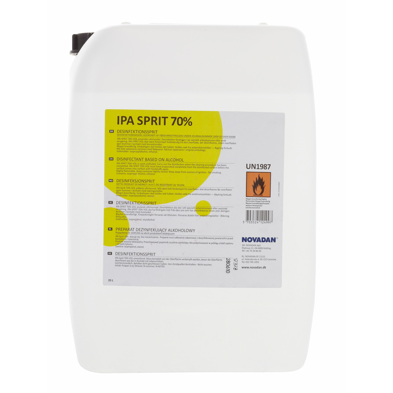 Desinfektionsmiddel - Novadan IPA Sprit 70% - 20 liter