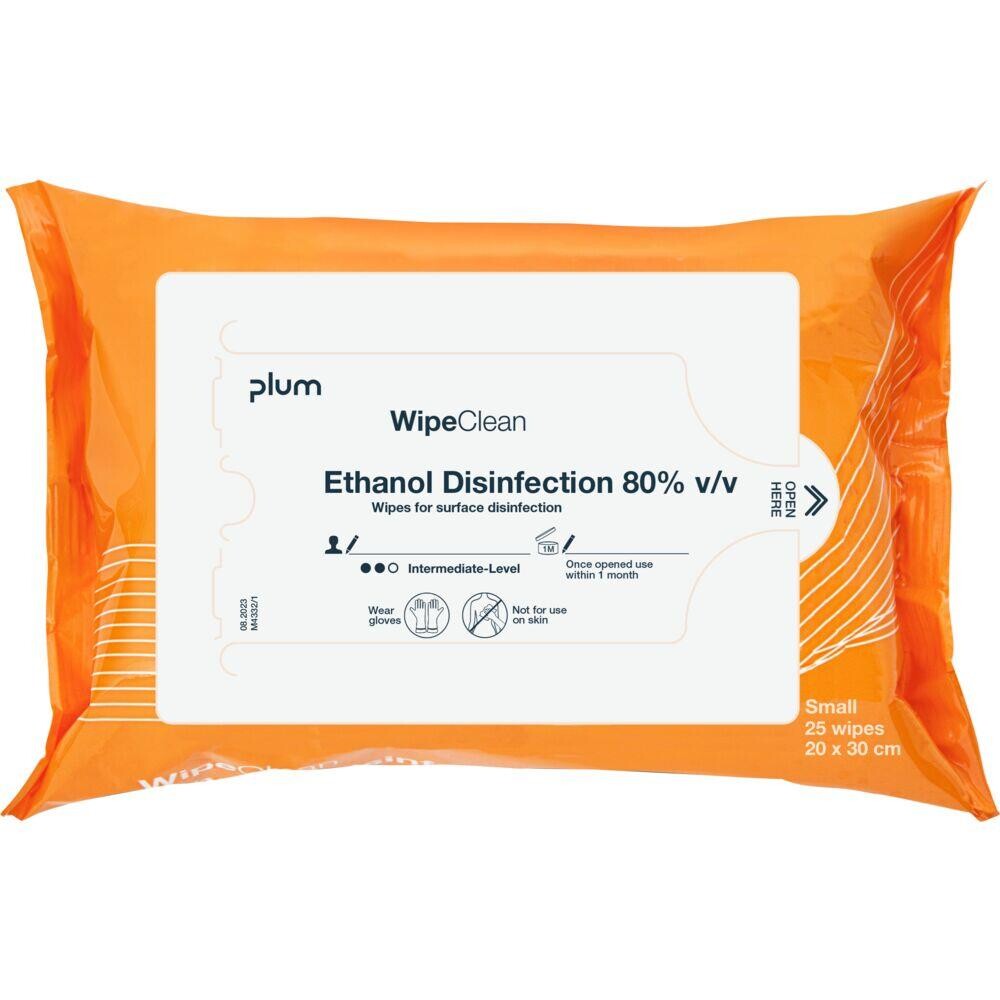 Desinfektionsservietter til overflader, WipeClean, 80% ethanol small, hvid - 500 stk