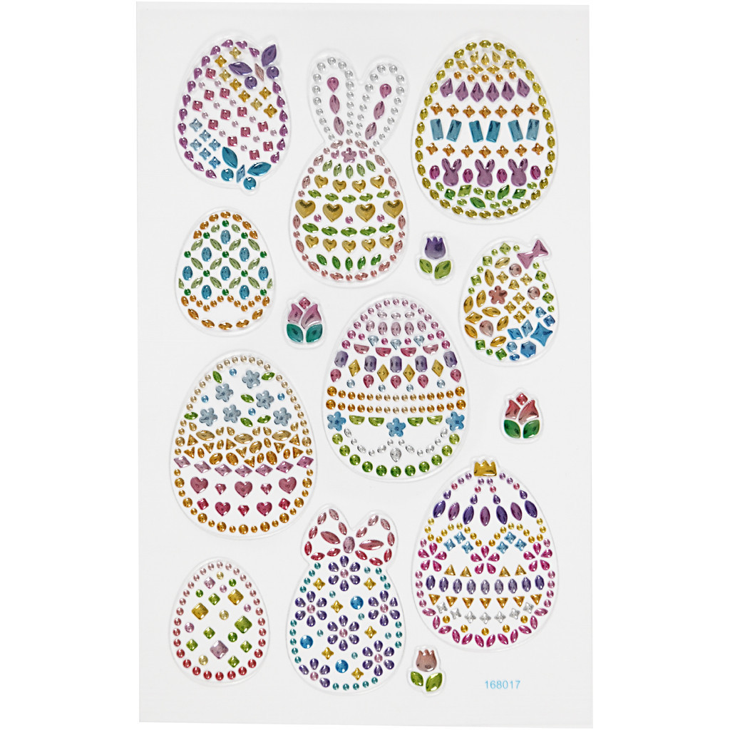 Diamond stickers, ark 15x16,5 cm, påskeæg, 1ark