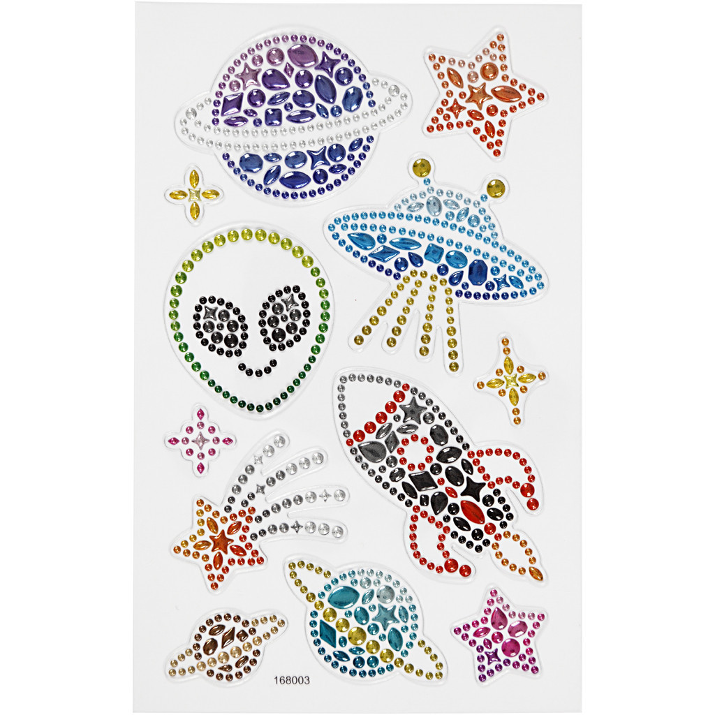 Diamond stickers, ark 15x16,5 cm, rummet, 1ark