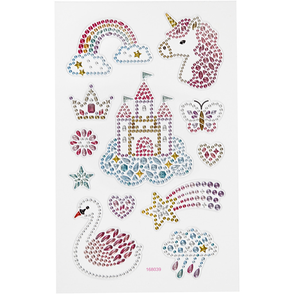 Diamond stickers, ark 15x16,5 cm, unicorn univers, 1ark
