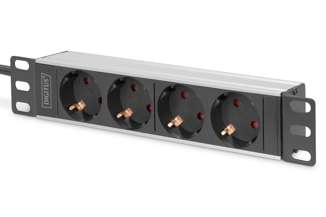 Digitus 10” Socket Strip, Aluminum Profile, 4-way sockets