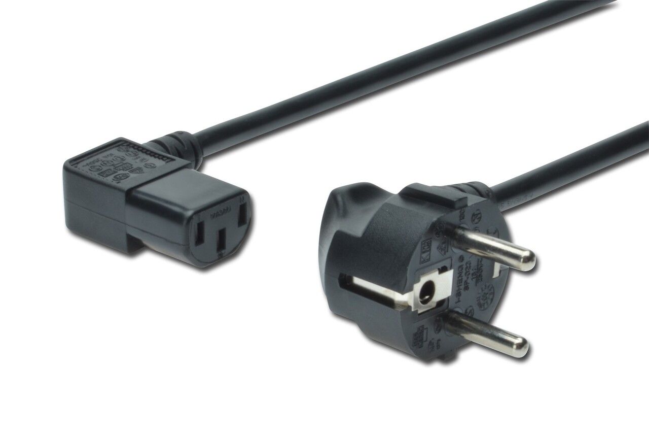 Digitus power cord CEE 7/7 to C13 angled 1.8 m black