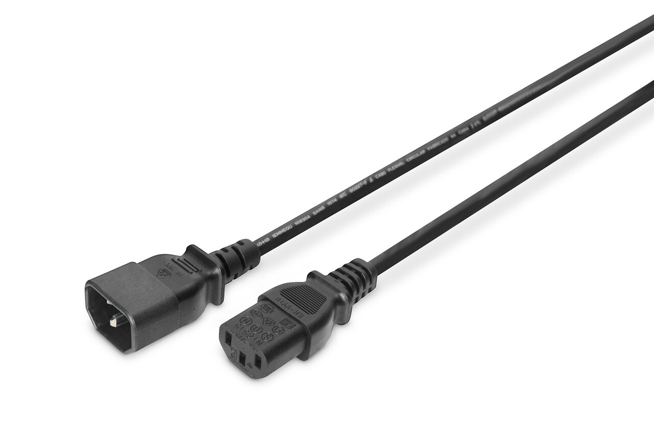 Digitus power cord extension C14 to C13 1.8 m, Black