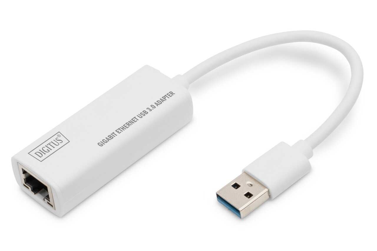 Digitus USB 3.0 to Gigabit Ethernet adapter, White