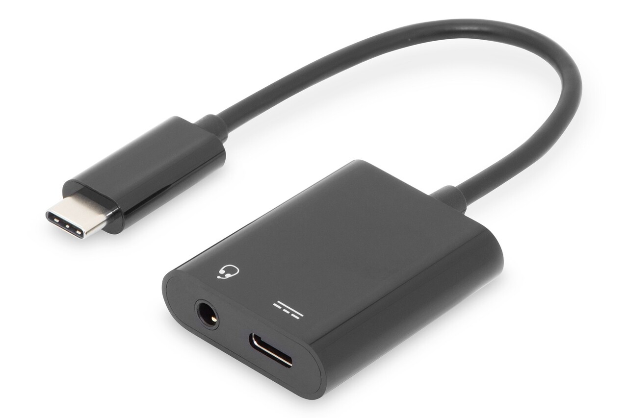 Digitus USB-C audio + USB-C splitter 0.2 m, Black
