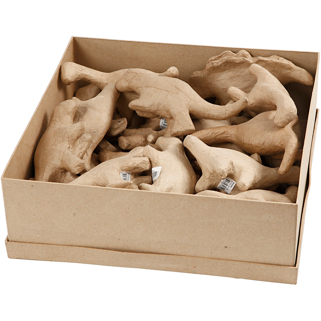Dinosaurer papmaché højde 10,5-12,5 cm | 21 stk.