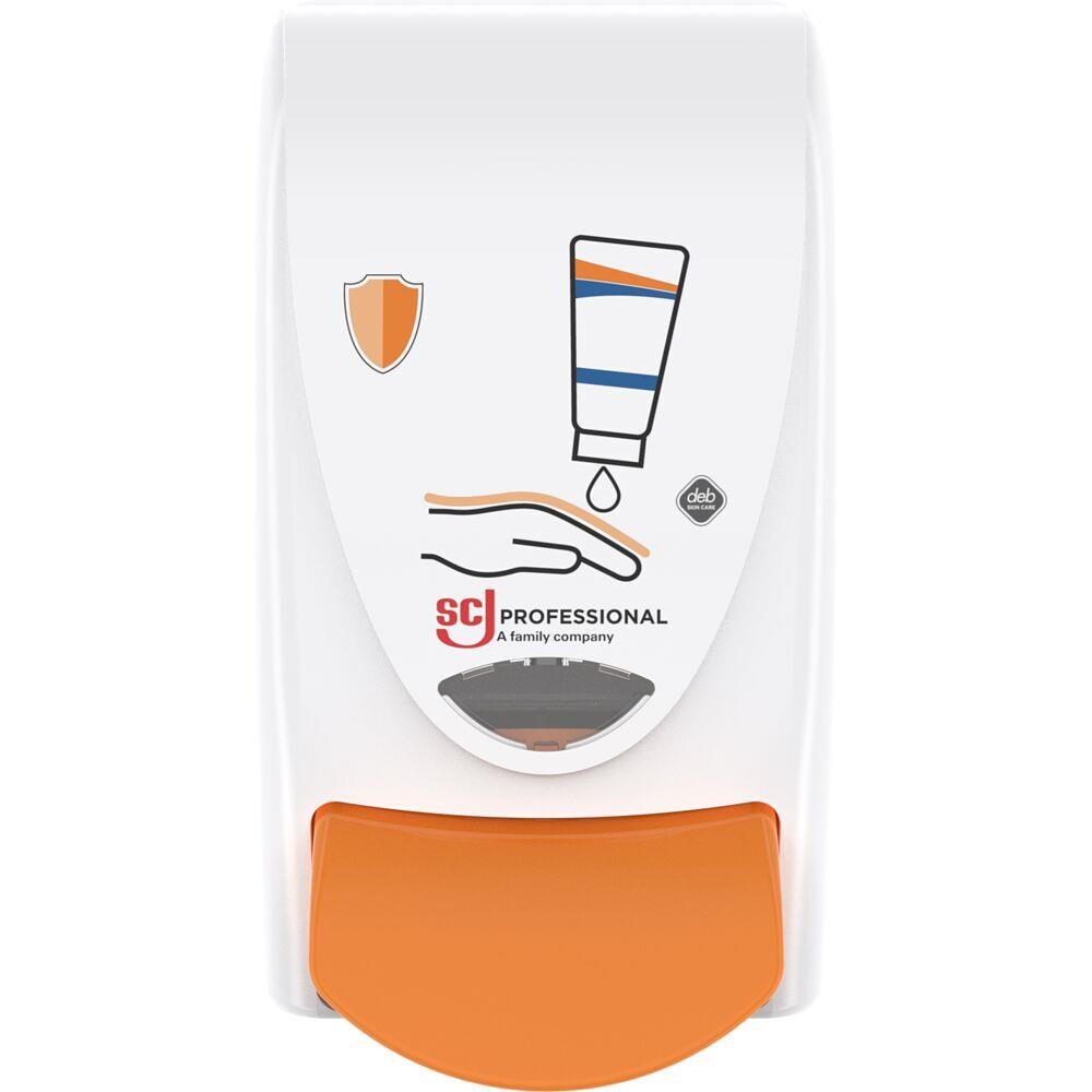 Dispenser SCJ Professional Protect 1000 ml hvid plast manuel med orange knap 1,0 ml pr. dosering